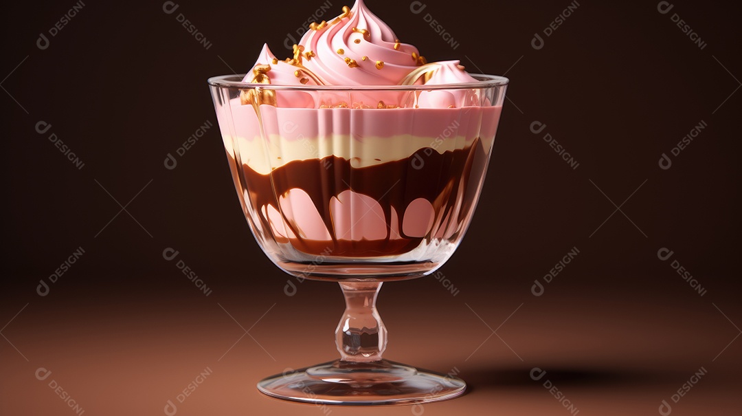 Copo de sorvete de sobre uma mesa