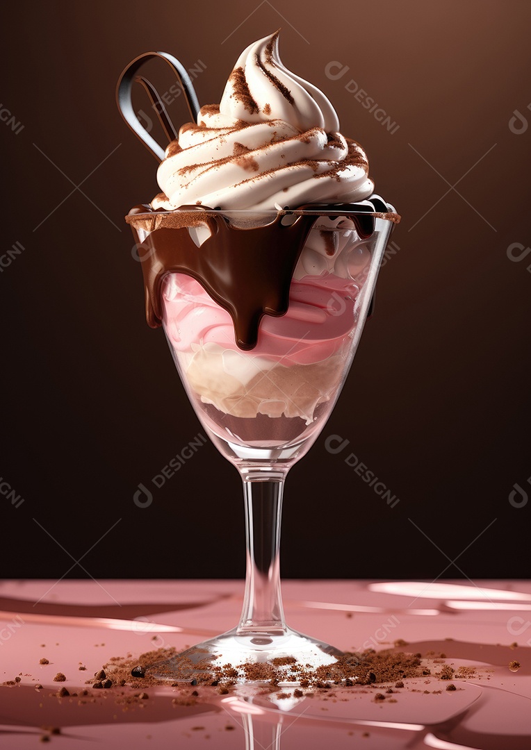 Copo de sorvete de sobre uma mesa