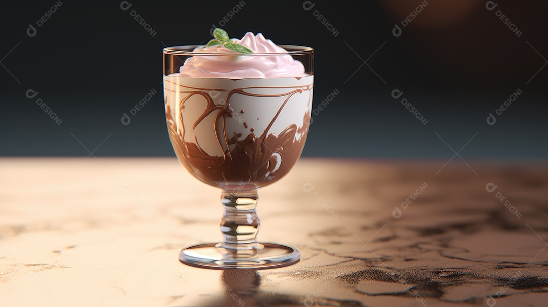 Copo de sorvete de sobre uma mesa