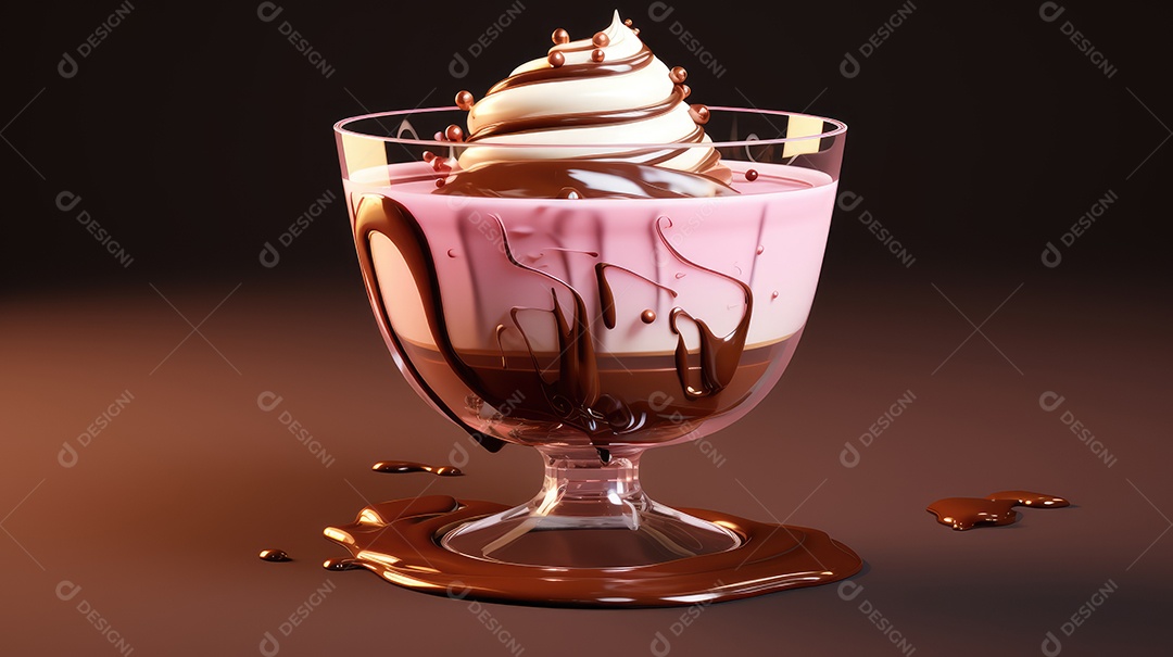 Copo de sorvete de sobre uma mesa