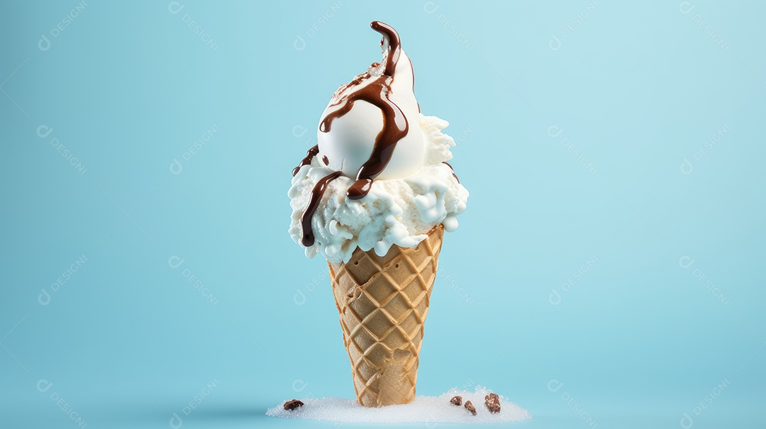 Casca de sorvete de sobre uma mesa