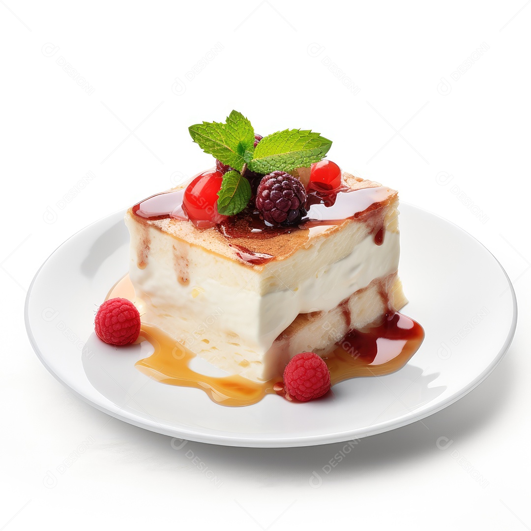 Fatia de bolo sobre fundo isolado