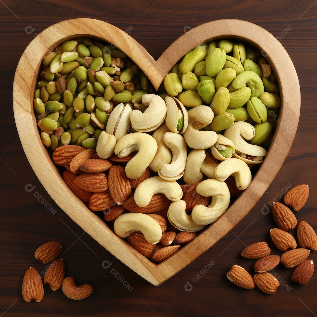 Sementes sobre uma tigela em formato de coração