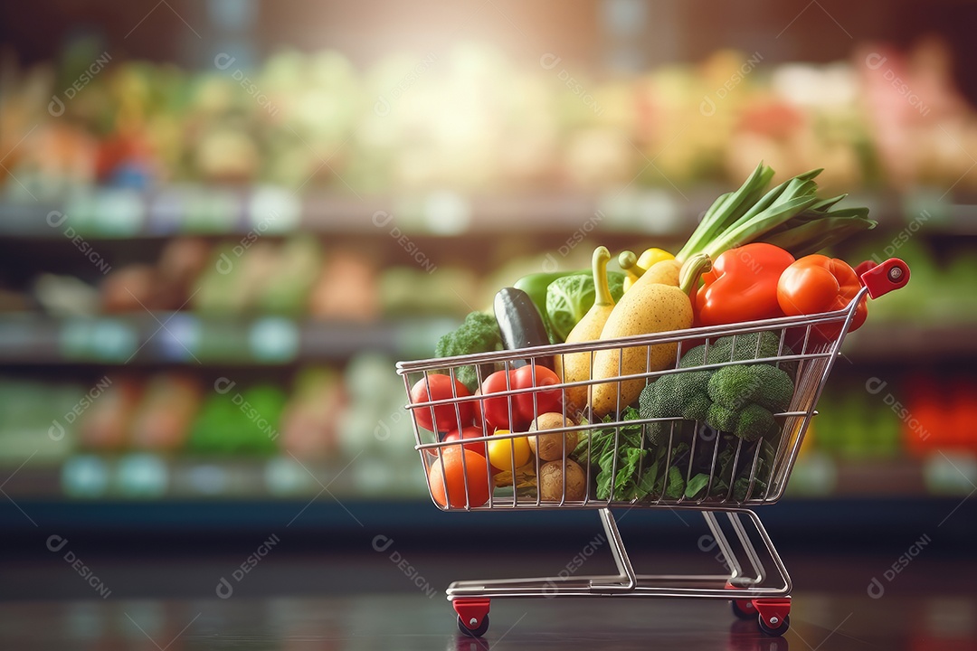 Carrinho de compras sobre mercado