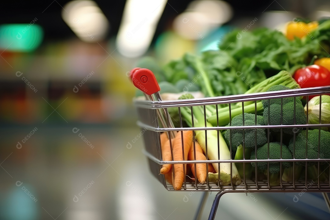 Carrinho de compras sobre mercado