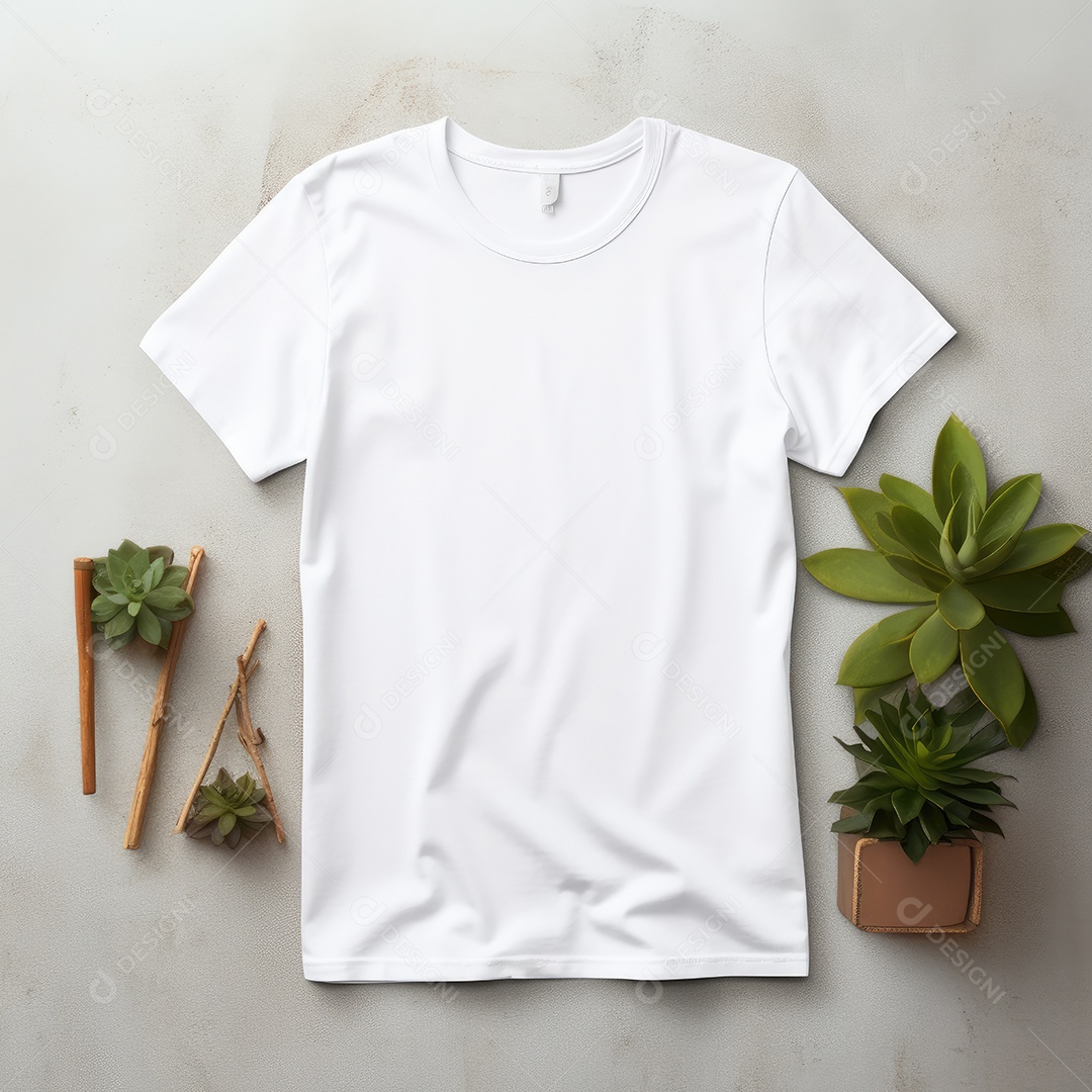 Maquete de camiseta em branco. Vista superior da camisa em branco do modelo. fundo com moldura de composição.