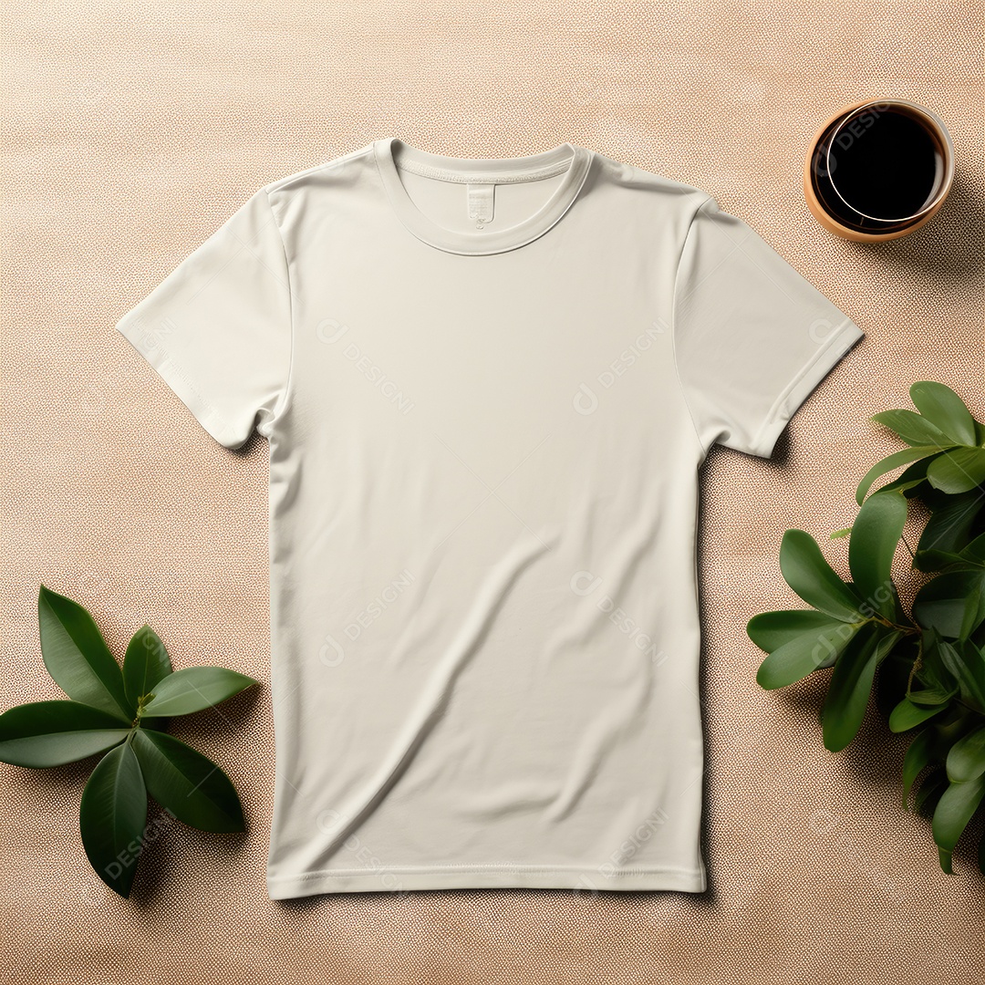 Maquete de camiseta em branco. Vista superior da camisa em branco do modelo. fundo com moldura de composição.