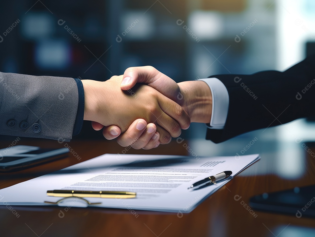 Pessoas de negócios apertando as mãos, terminando a reunião. Aperto de mão de empresários bem sucedidos depois de um bom negócio.