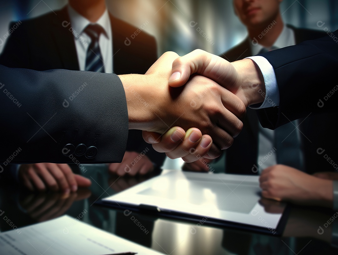 Pessoas de negócios apertando as mãos, terminando a reunião. Aperto de mão de empresários bem sucedidos depois de um bom negócio.