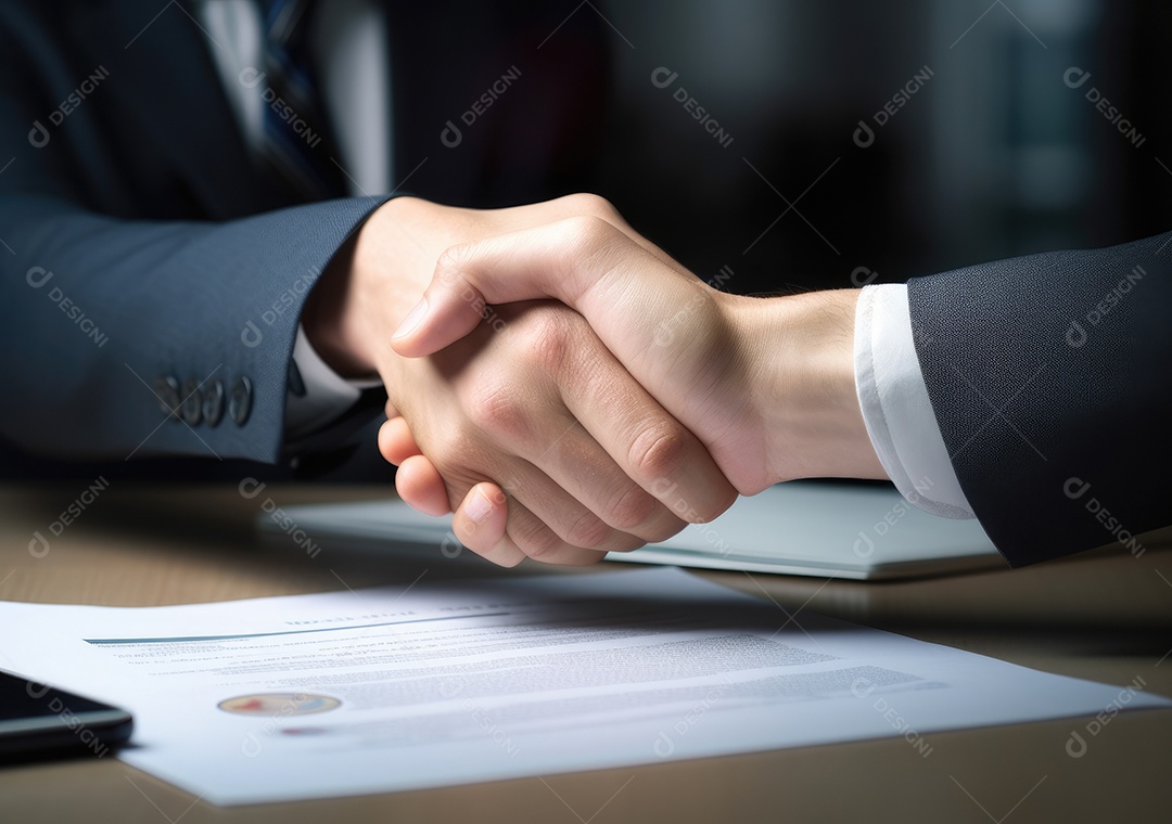 Pessoas de negócios apertando as mãos, terminando a reunião. Aperto de mão de empresários bem sucedidos depois de um bom negócio.