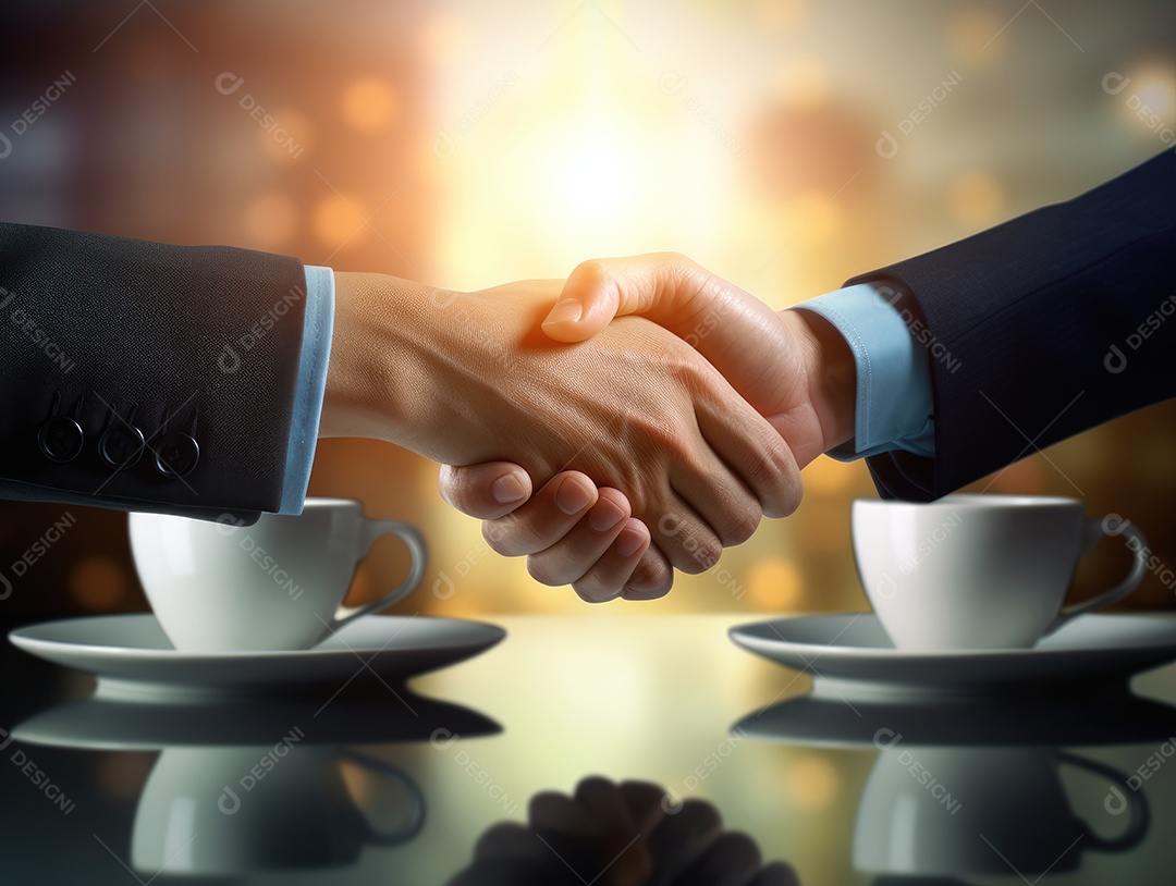 Pessoas de negócios apertando as mãos, terminando a reunião. Aperto de mão de empresários bem sucedidos depois de um bom negócio.