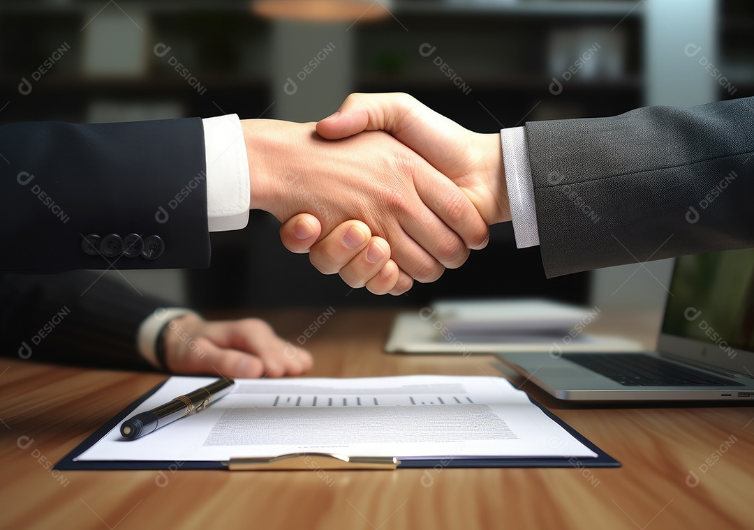 Pessoas de negócios apertando as mãos, terminando a reunião. Aperto de mão de empresários bem sucedidos depois de um bom negócio.