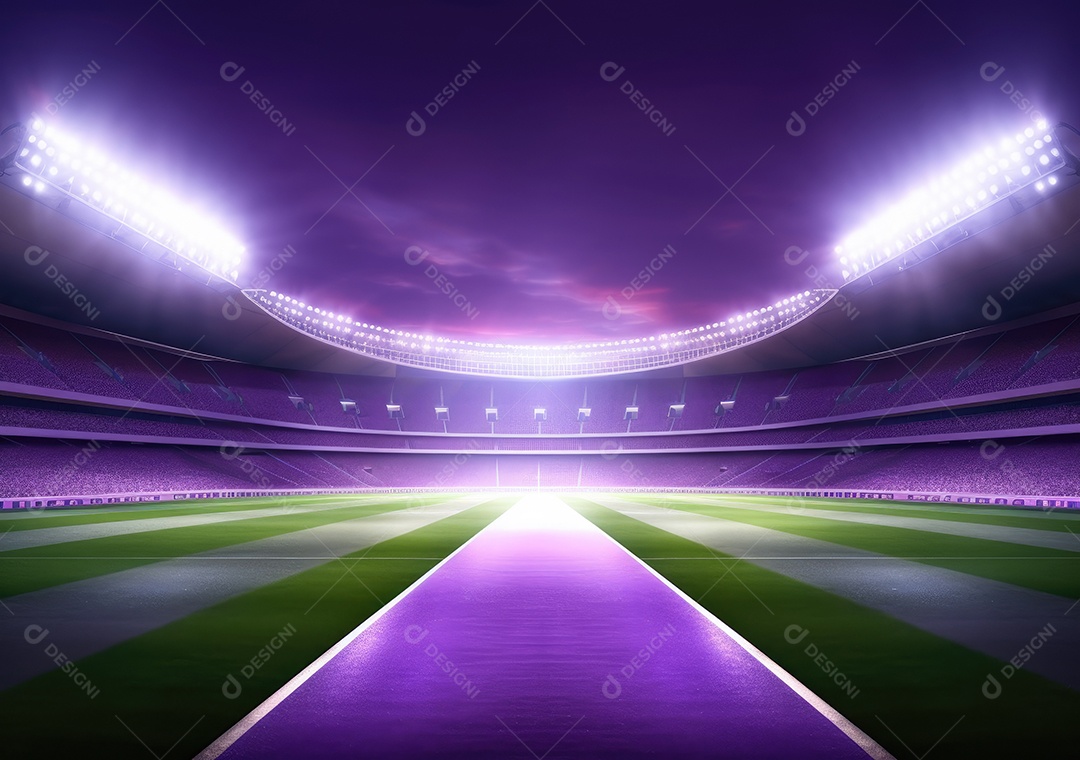 Estádio de futebol à noite, estádio de futebol com jogo contínuo à noite. Vista do drone.