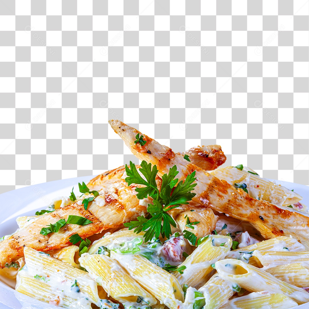 Peito de frango grelhado com penne