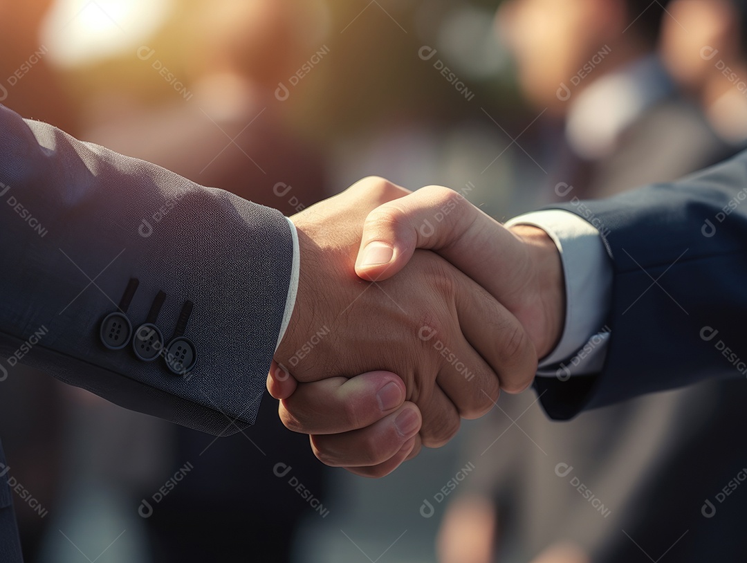 Pessoas de negócios apertando as mãos, terminando a reunião. Aperto de mão de empresários bem sucedidos depois de um bom negócio.