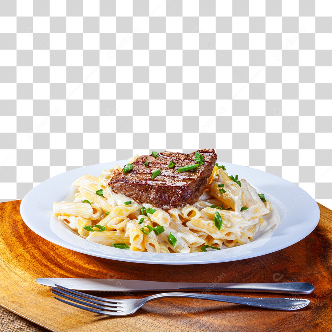 Penne com carne assada