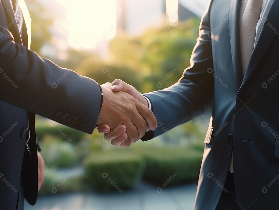 Pessoas de negócios apertando as mãos, terminando a reunião. Aperto de mão de empresários bem sucedidos depois de um bom negócio.