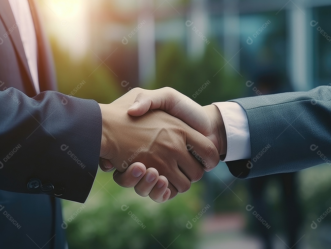 Pessoas de negócios apertando as mãos, terminando a reunião. Aperto de mão de empresários bem sucedidos depois de um bom negócio.