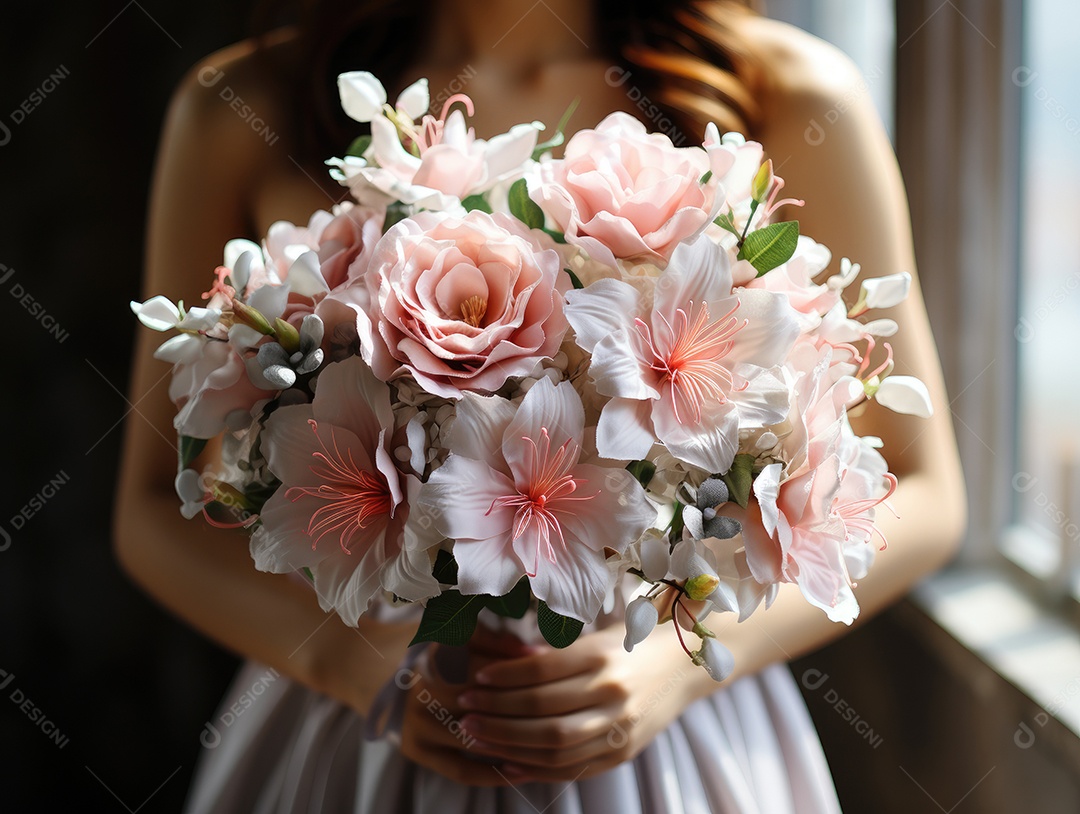 Buquê de rosas para o casamento. Flor na lapela do noivo. Acessórios de casamento de flores naturais. Dia do casamento.