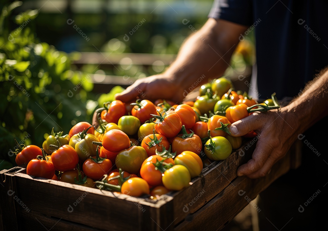 Caixa de madeira com verduras