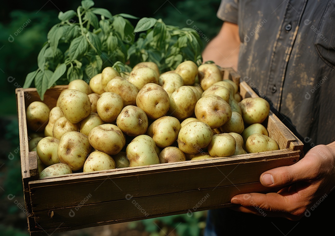Caixa de madeira com verduras