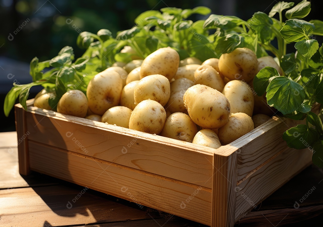 Caixa de madeira com verduras