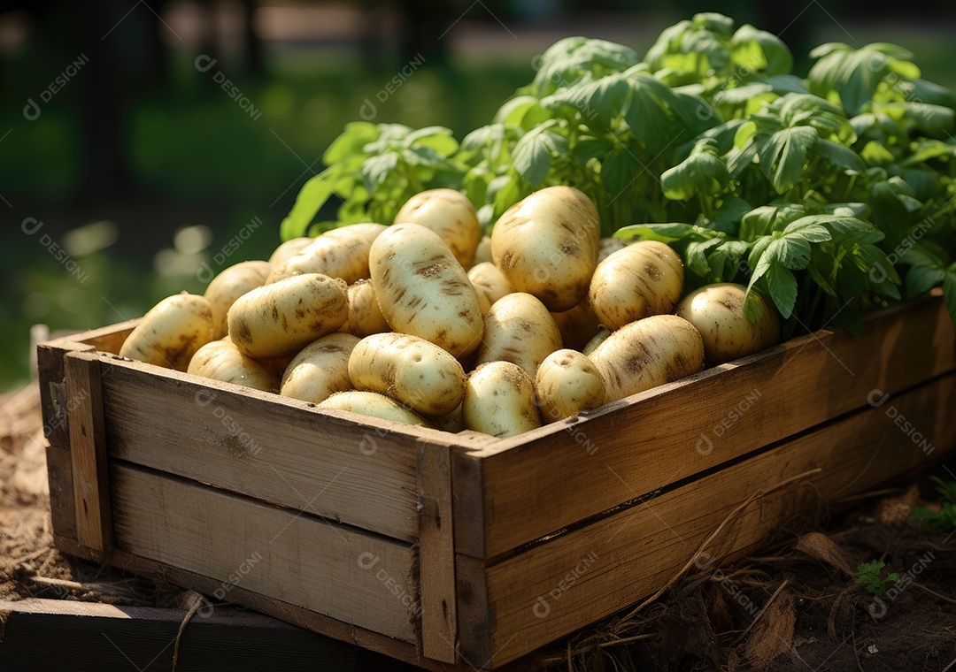 Caixa de madeira com verduras