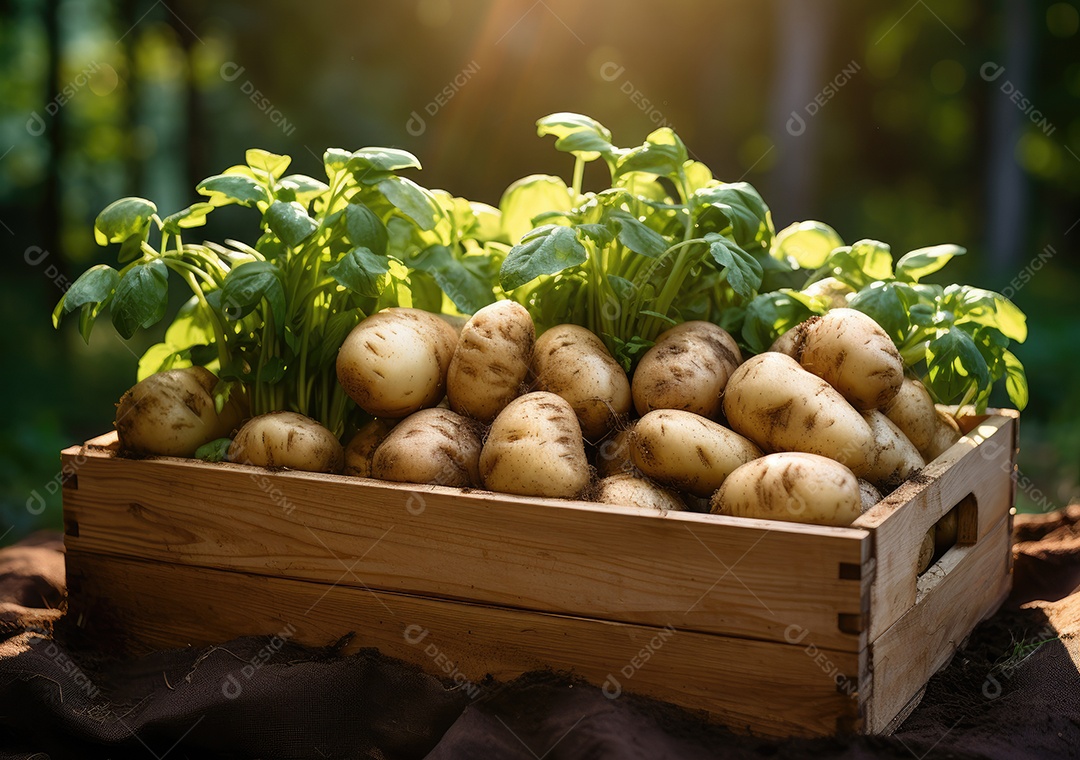 Caixa de madeira com verduras