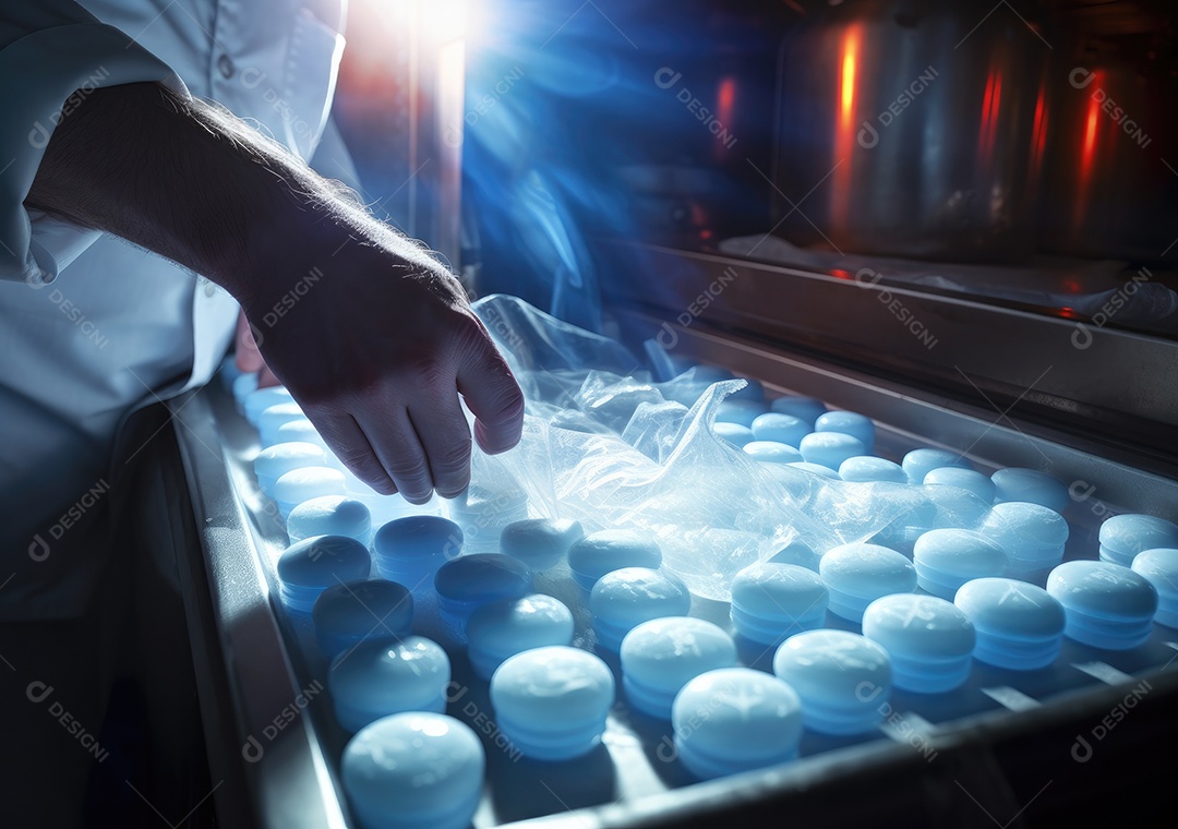 Médico colocando comprimidos em frascos para os pacientes. IA generativa.