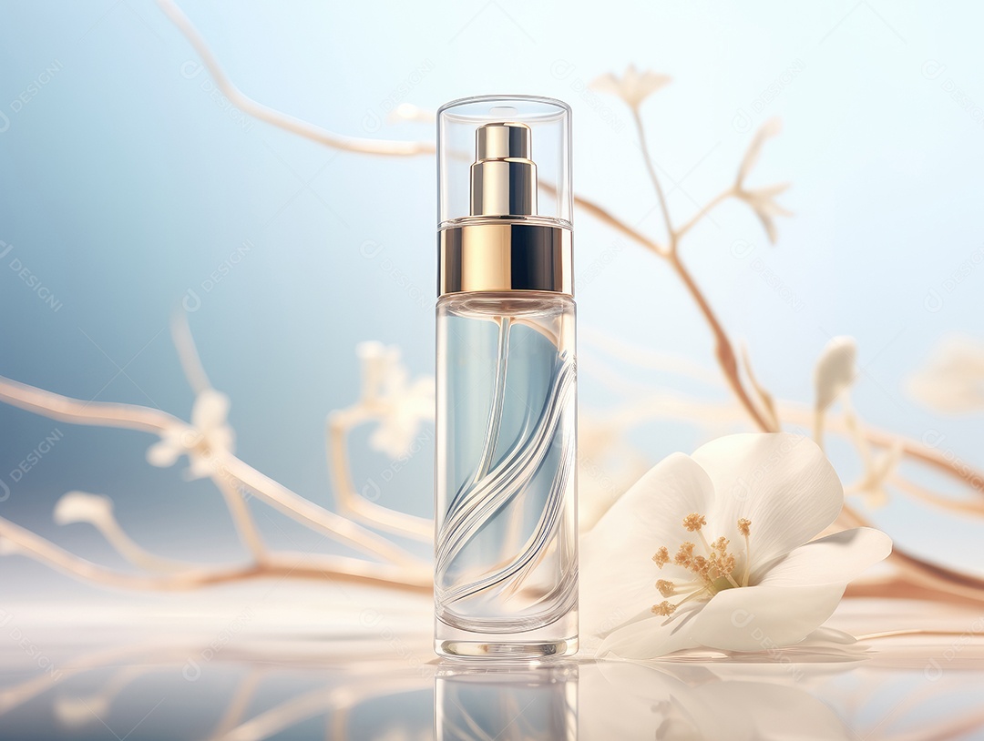 Maquetes de produtos cosméticos em campo fresco. Antecedentes para apresentação de cosméticos.