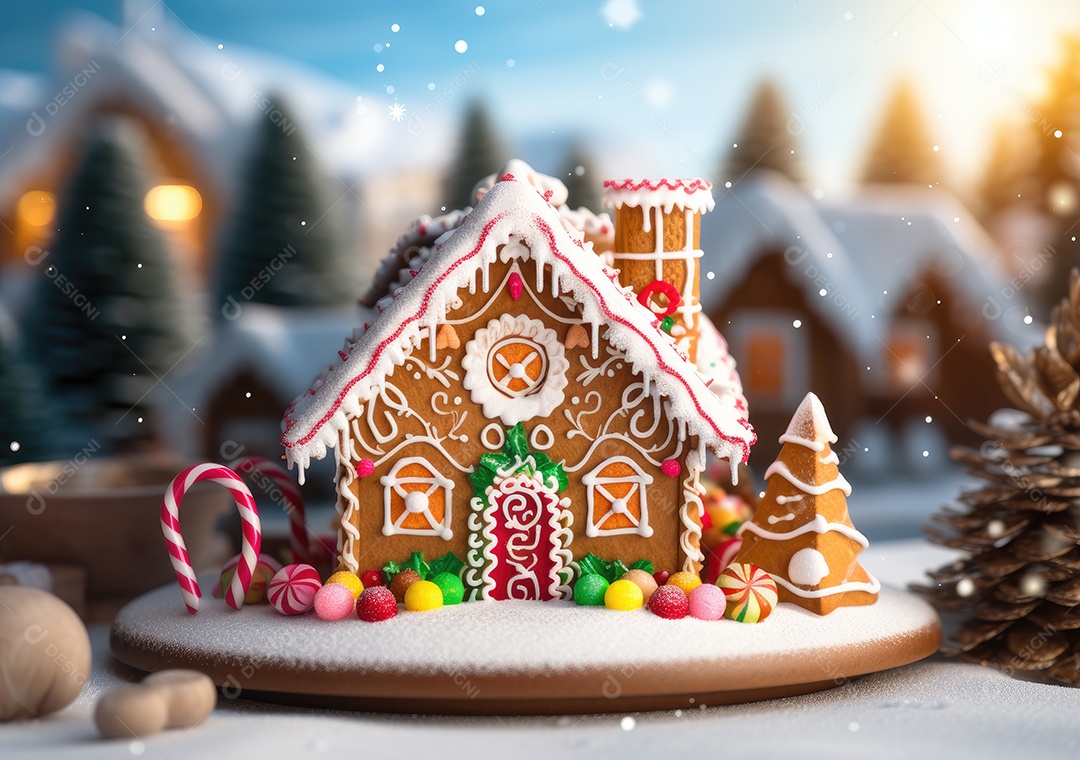 Conceito de biscoitos de gengibre caseiros de Natal fofo.