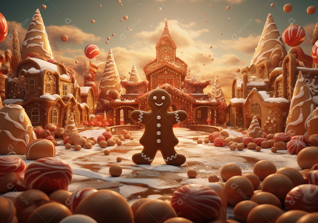 Conceito de biscoitos de gengibre caseiros de Natal fofo.