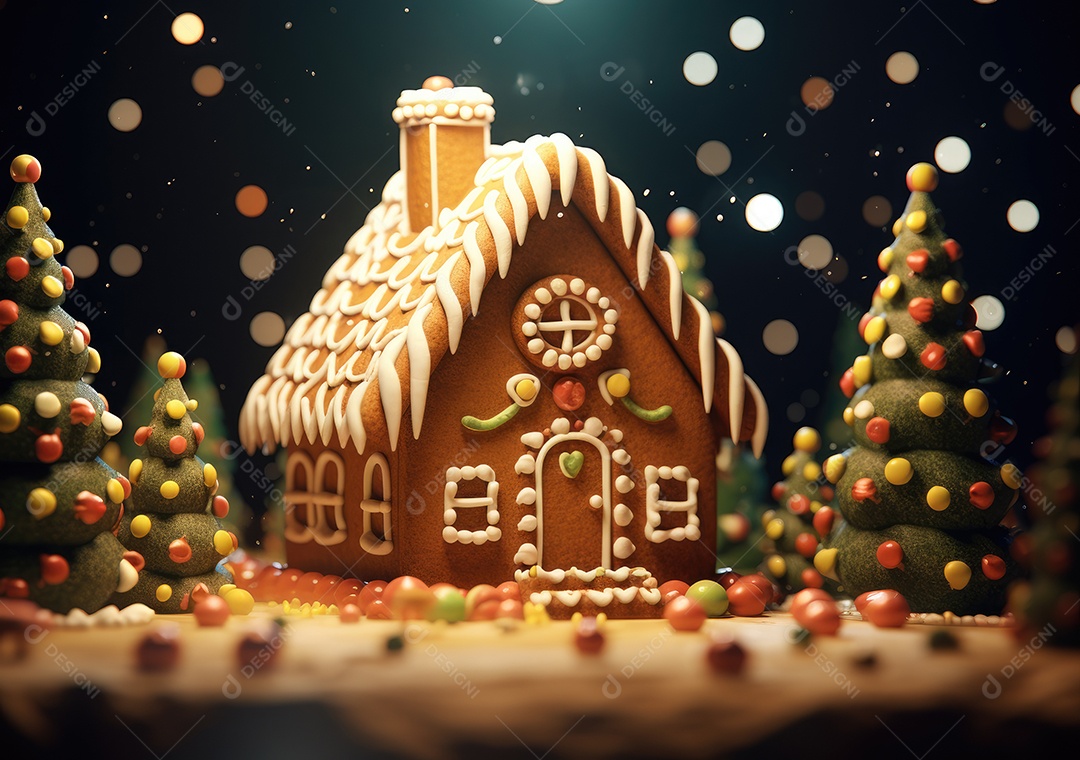 Conceito de biscoitos de gengibre caseiros de Natal fofo.