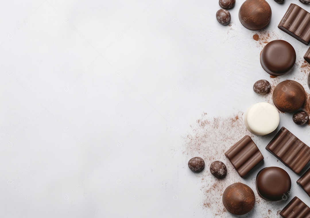 Fronteira de chocolate isolada sobre fundo branco.