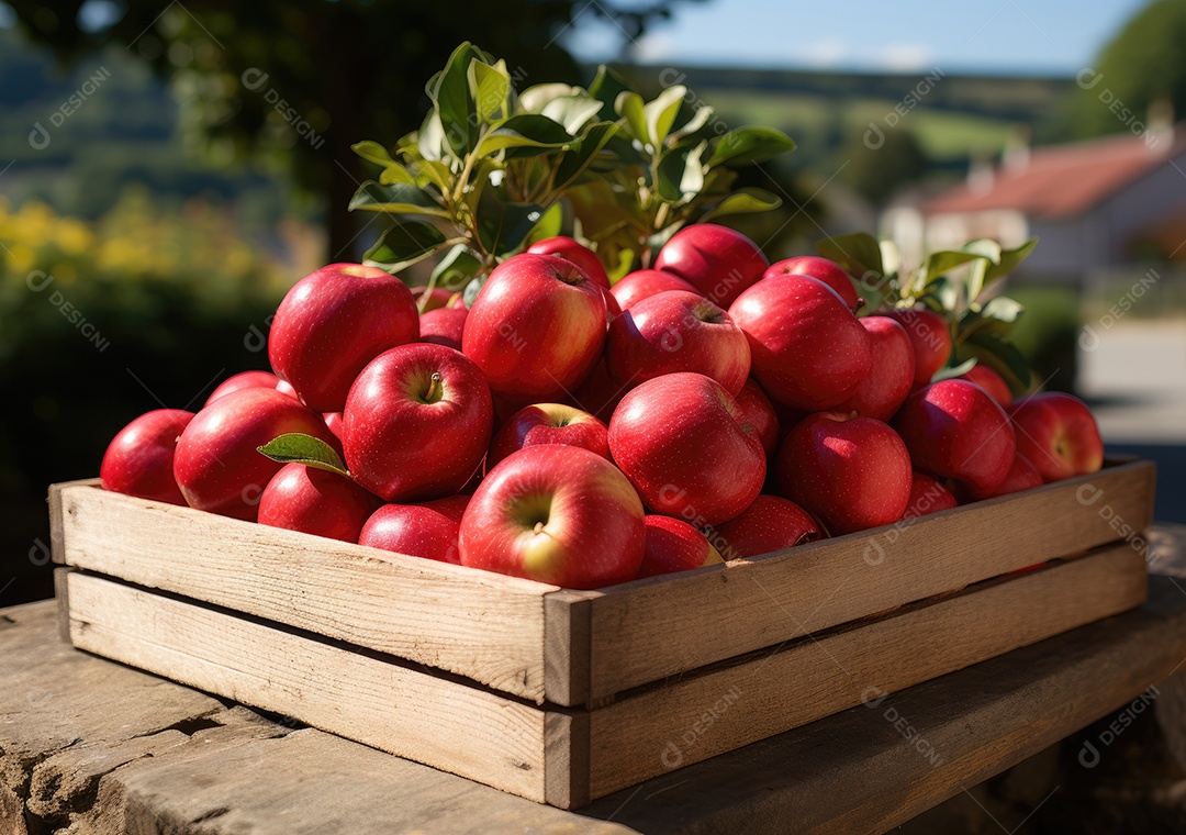 Caixa de madeira com verduras