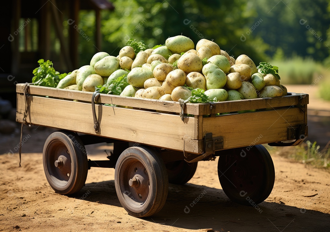 Caixa de madeira com verduras