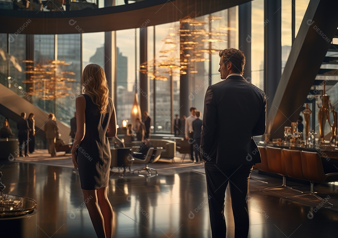 Empresários criativos em escritórios modernos voltam. Bem-sucedido