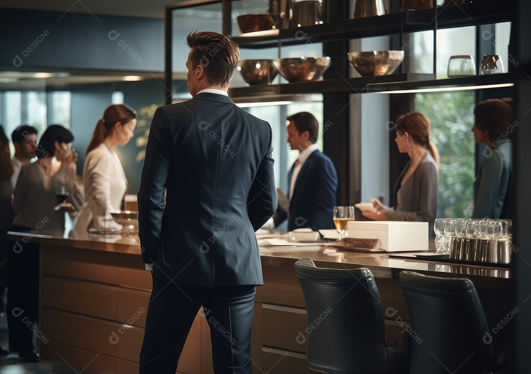 Empresários criativos em escritórios modernos voltam. Bem-sucedido