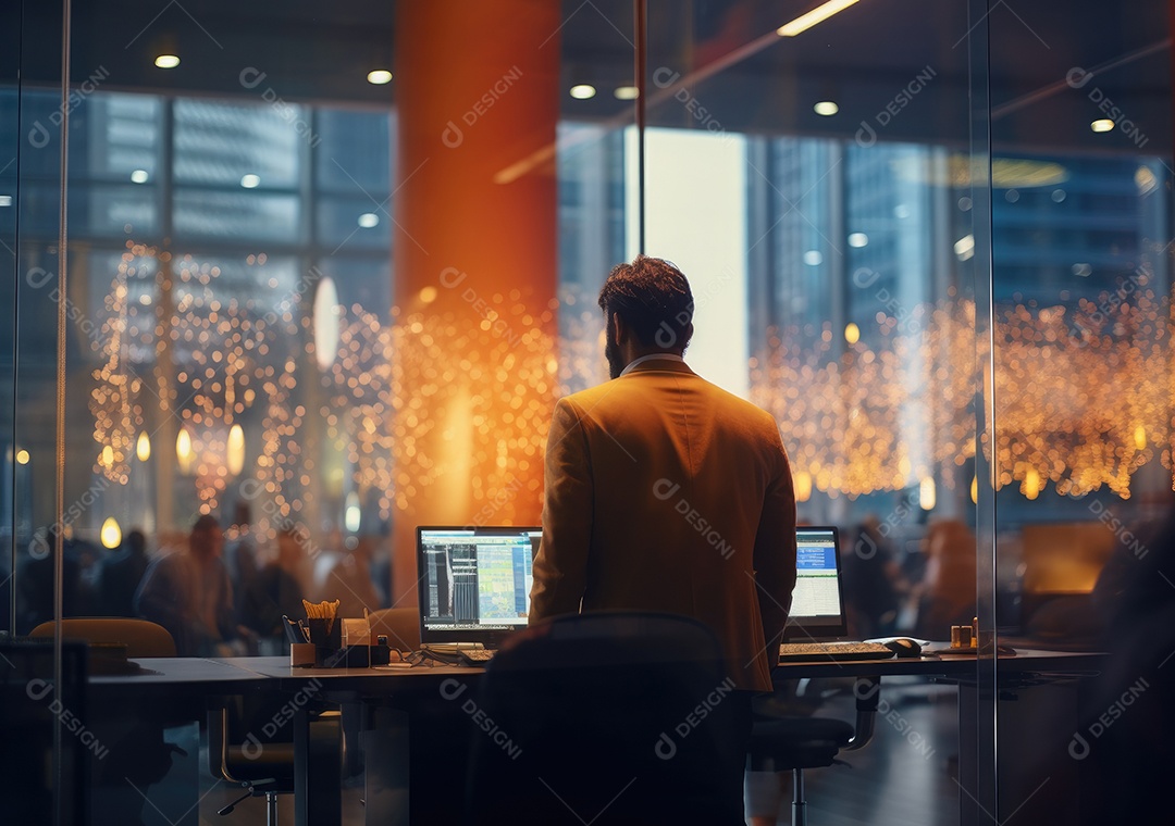 Empresários criativos em escritórios modernos voltam. Bem-sucedido