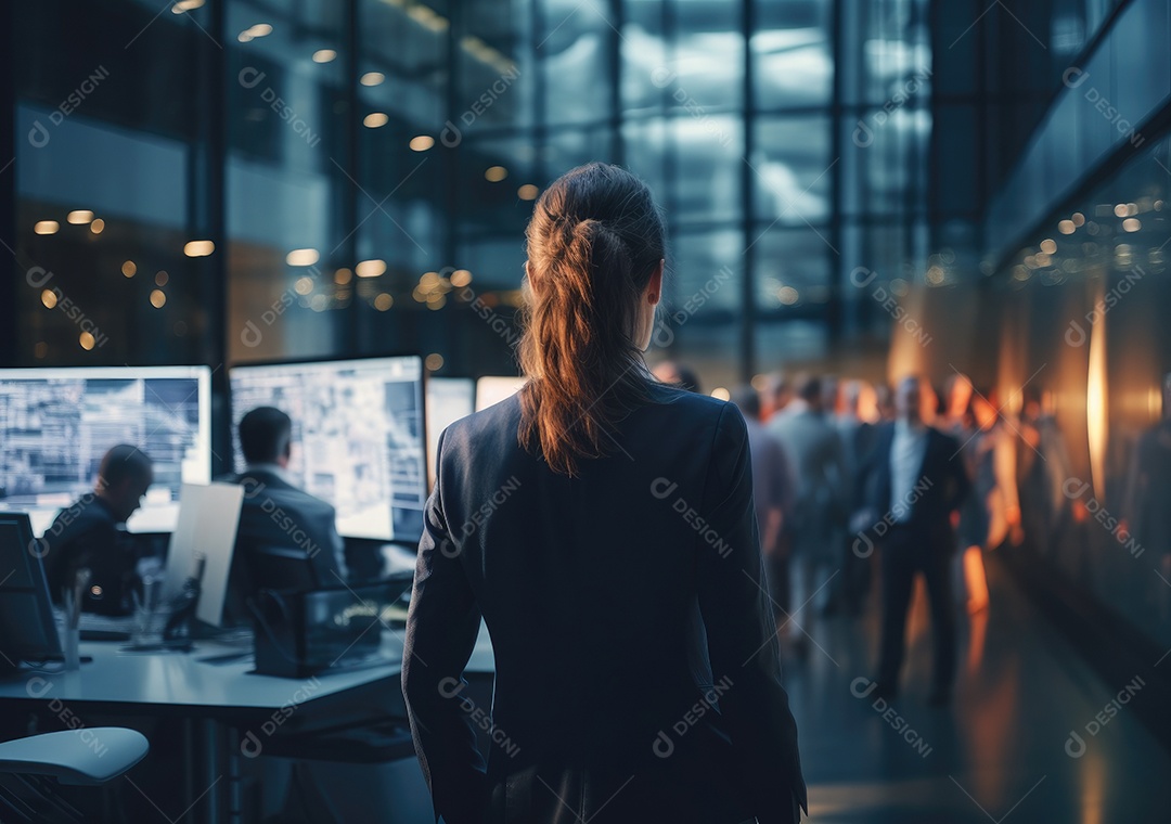 Empresários criativos em escritórios modernos voltam. Bem-sucedido