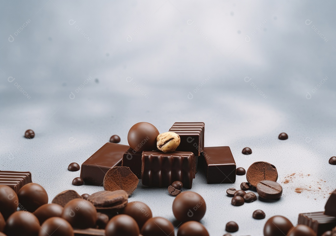 Fronteira de chocolate isolada sobre fundo branco.