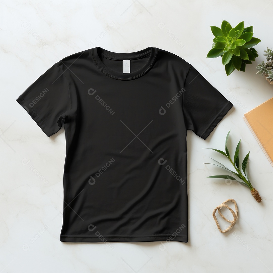 Maquete de camiseta em branco. Vista superior da camisa em branco do modelo. fundo com moldura de composição.