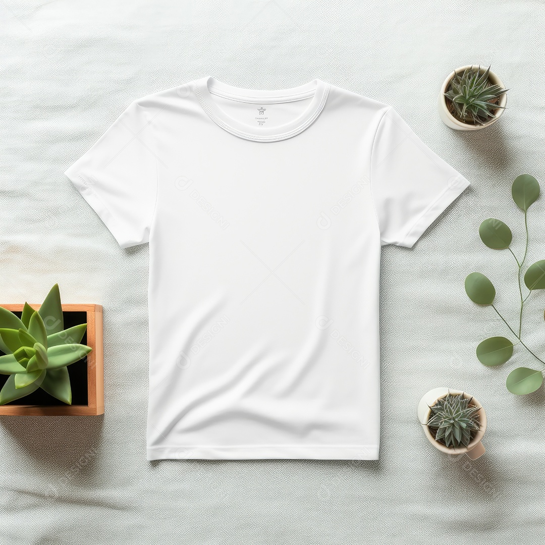 Maquete de camiseta em branco. Vista superior da camisa em branco do modelo. fundo com moldura de composição.