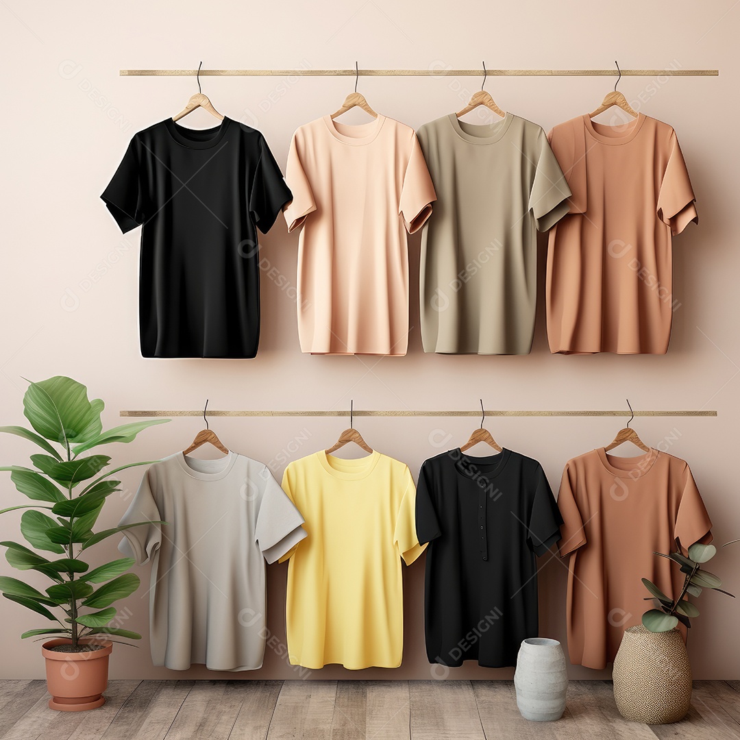 Maquete de camiseta em branco. Vista superior da camisa em branco do modelo. fundo com moldura de composição.