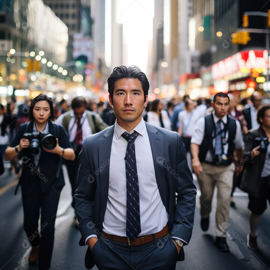 Retrato de homem de negócios na cidade.