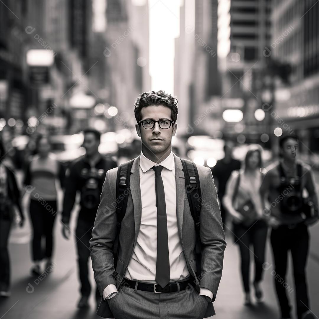 Retrato de homem de negócios na cidade.