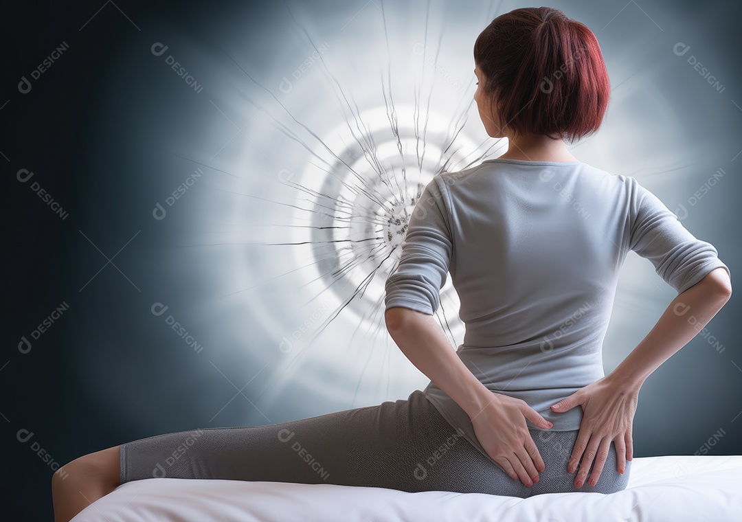 Esta cama não é confortável para mim. mulher segurando suas costas dolorosas.