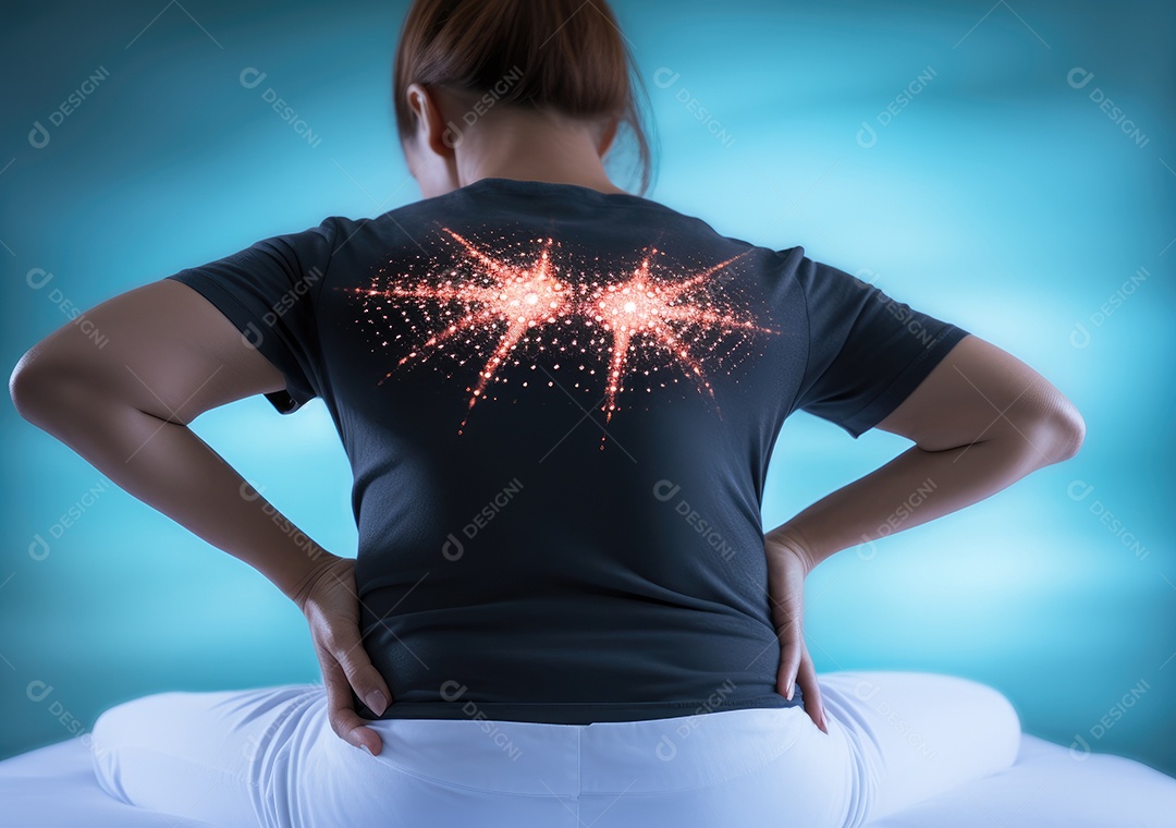 Esta cama não é confortável para mim. mulher segurando suas costas dolorosas.