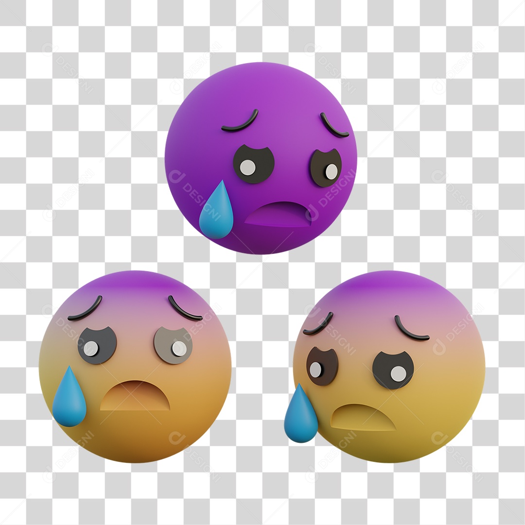 Emoji 3D Triste Elemento Para Composição PNG Transparente