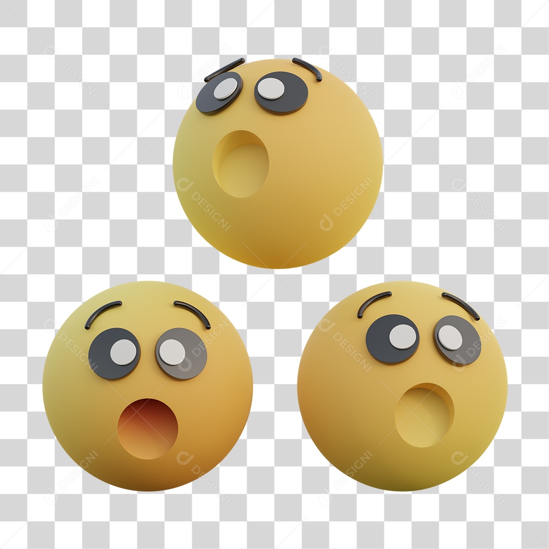 Emoji 3D Surpreso Elemento Para Composição PNG Transparente